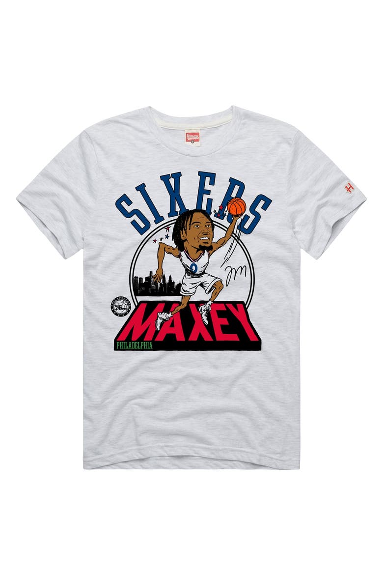Unisex Homage Tyrese Maxey Ash Philadelphia 76ers Signature Tri-Blend Player T-Shirt, Main, color, Ash