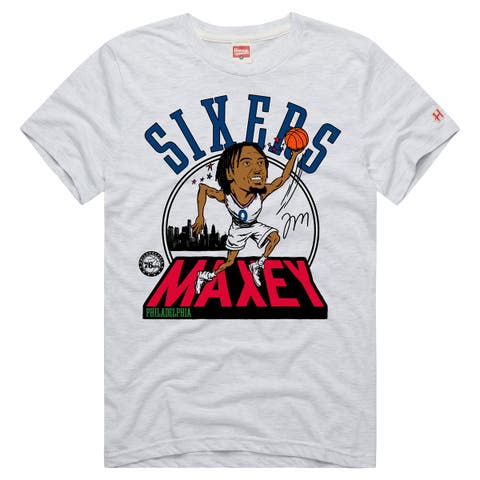 Unisex Homage Tyrese Maxey Ash Philadelphia 76ers Signature Tri-Blend Player T-Shirt