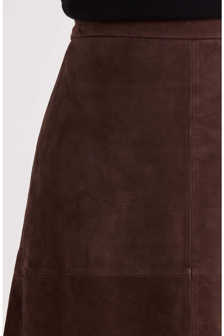 A-Line Suede Midi Skirt, Alternate, color, BROWN COFFEE