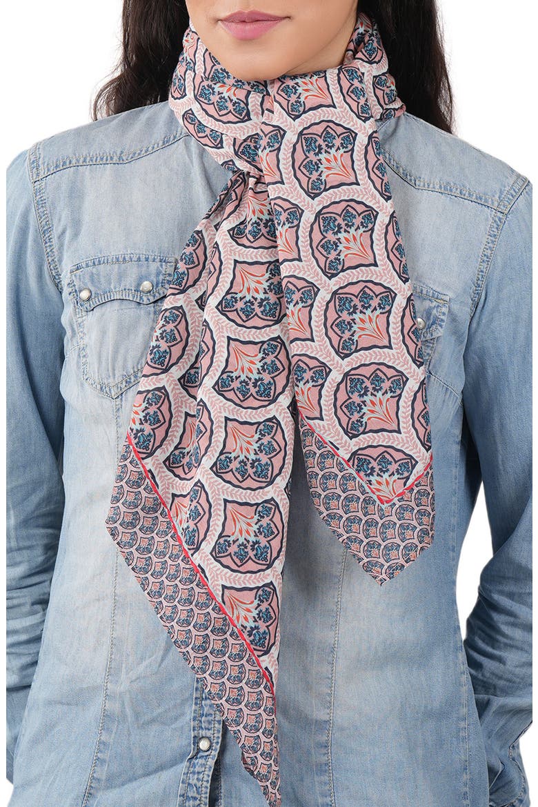 Geometric Cotton Scarf, Main, color, DUSTY PINK