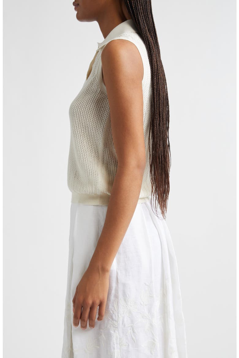 Sleeveless Open Stitch Polo, Alternate, color, IVORY
