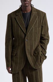 Yohji Yamamoto Stripe Wool Blend Sport Coat