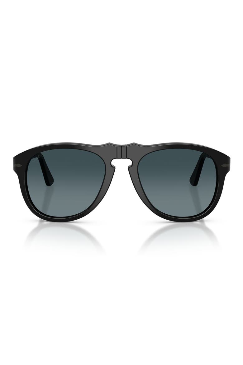 56mm Polarized Pilot Sunglasses, Main, color, BLACK / POLAR GRADIENT BLUE