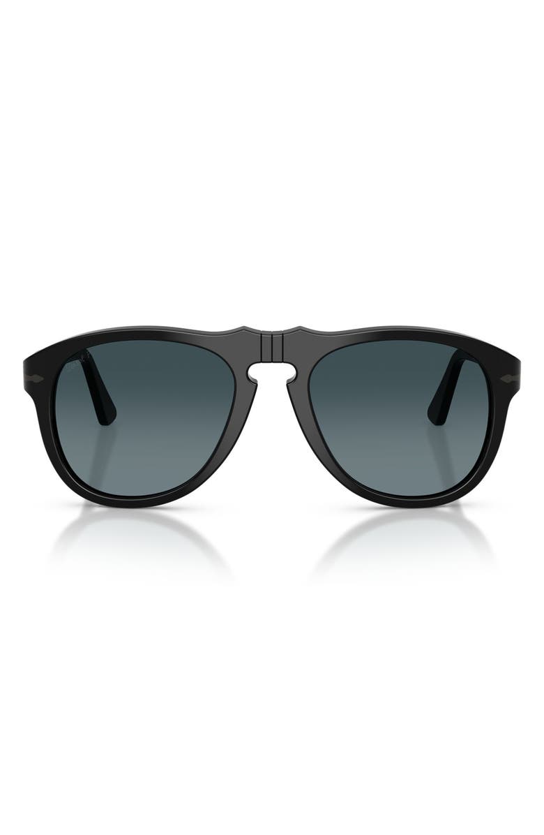 Persol 56mm Polarized Pilot Sunglasses, Main, color, Black / Polar Gradient Blue