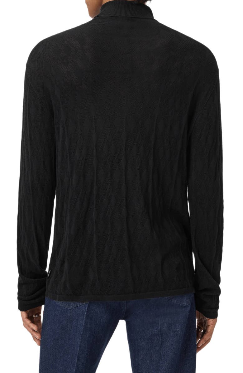 John Varvatos Alistair Broken Argyle Turtleneck Sweater, Alternate, color, Black