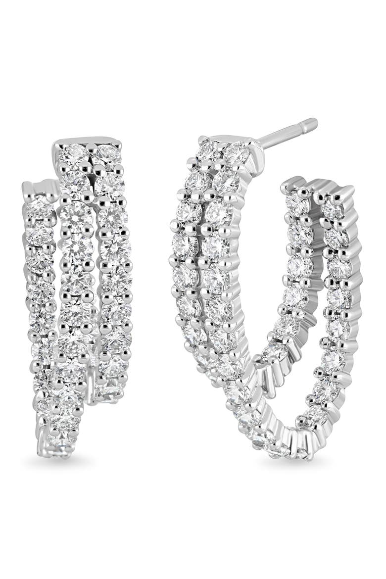 18K Gold Audrey Diamond Double Hoop Earrings, Main, color, 18K WHITE GOLD