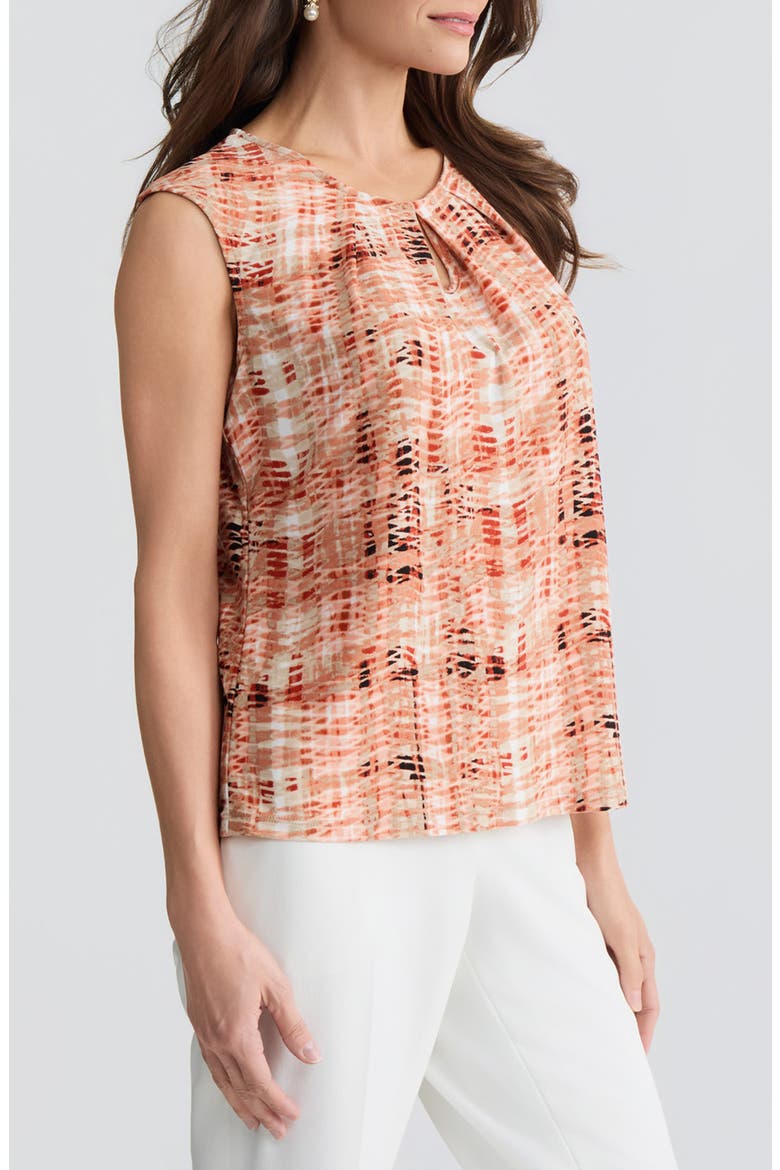 Print Keyhole Sleeveless Top, Alternate, color, MANDARIN MULTI