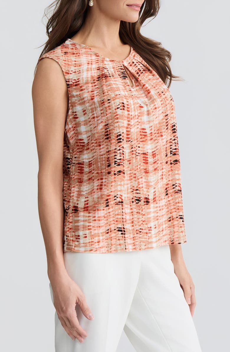 KASPER Print Keyhole Sleeveless Top, Alternate, color, Mandarin Multi