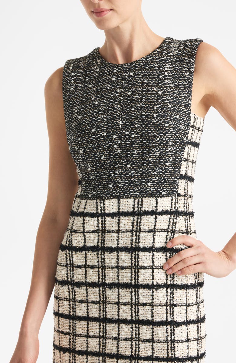St. John Collection Plaid Sleeveless Tweed Knit Sheath Dress, Alternate, color, 