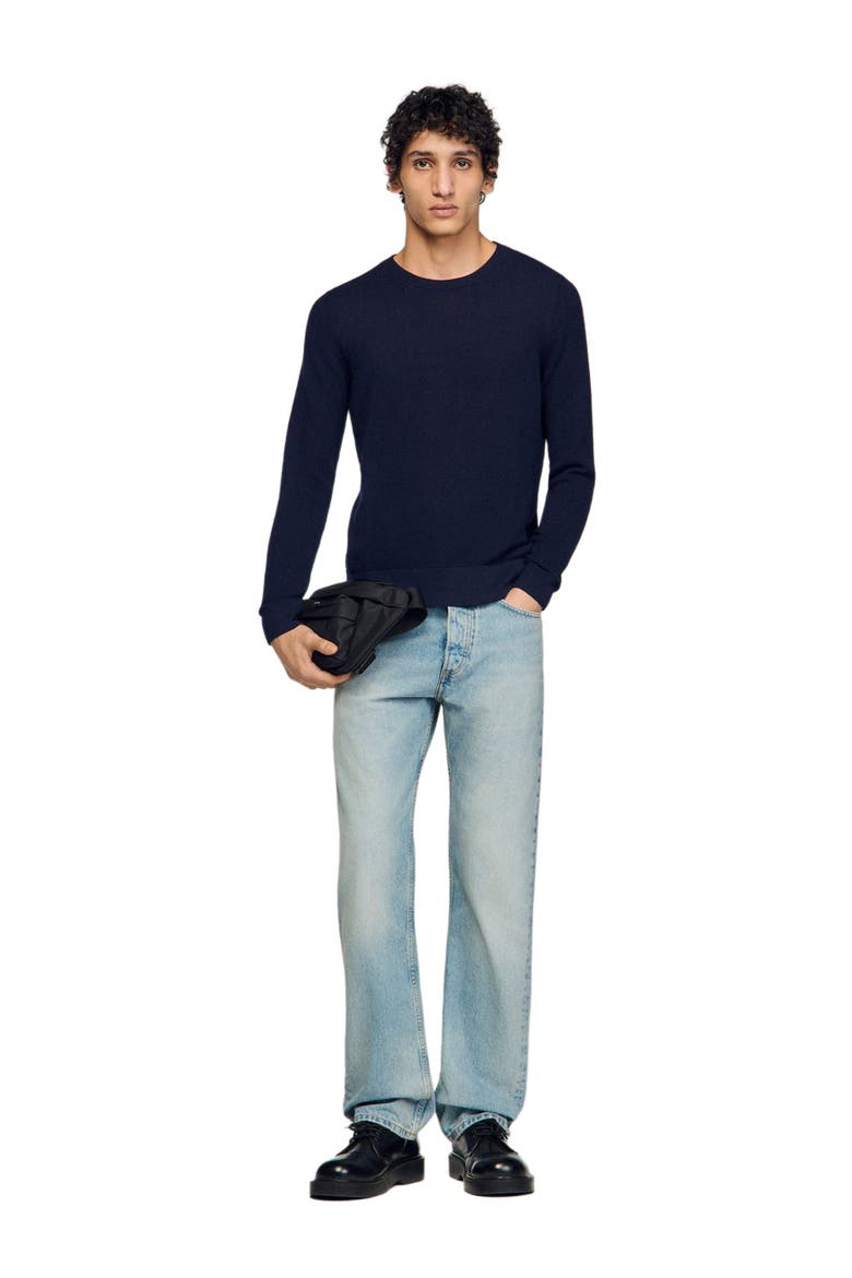 Textured knit sweater, Alternate, color, Navy blue
