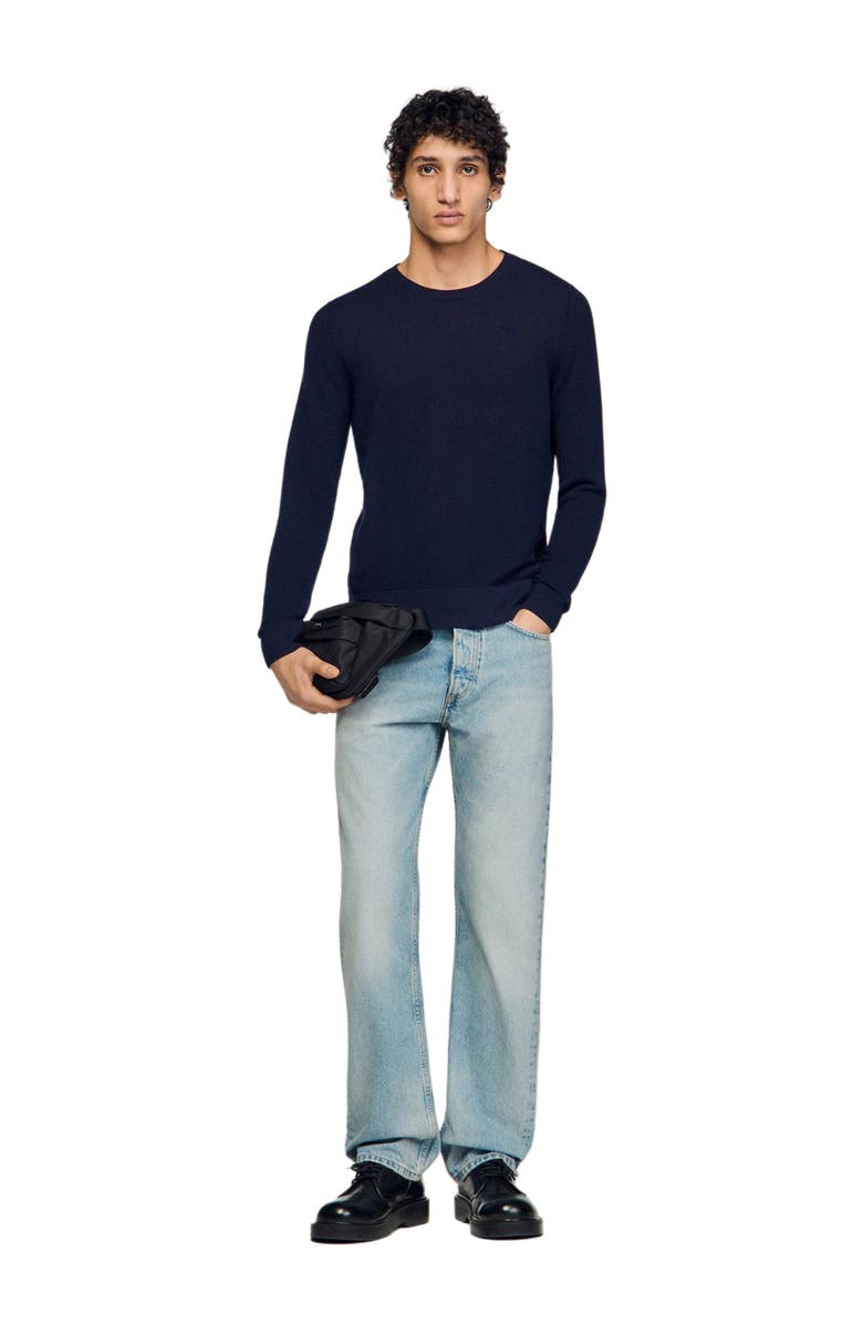SANDRO Textured knit sweater, Alternate, color, Navy Blue