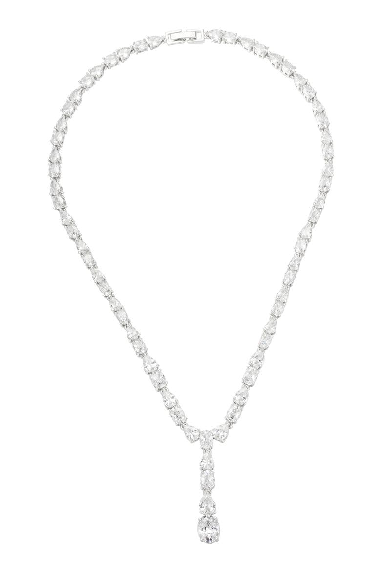 Gravity Crystal Necklace, Main, color, Silver
