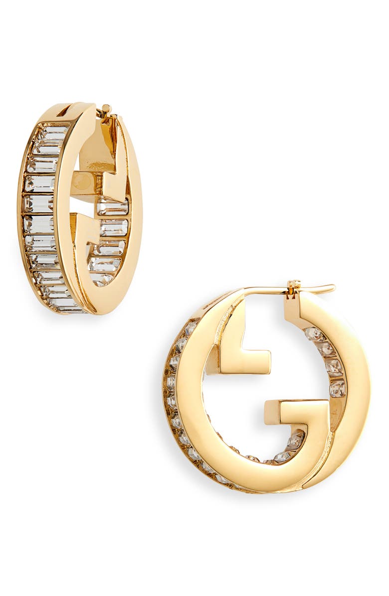 Gucci Blondie Crystal Hoop Earrings, Main, color, 