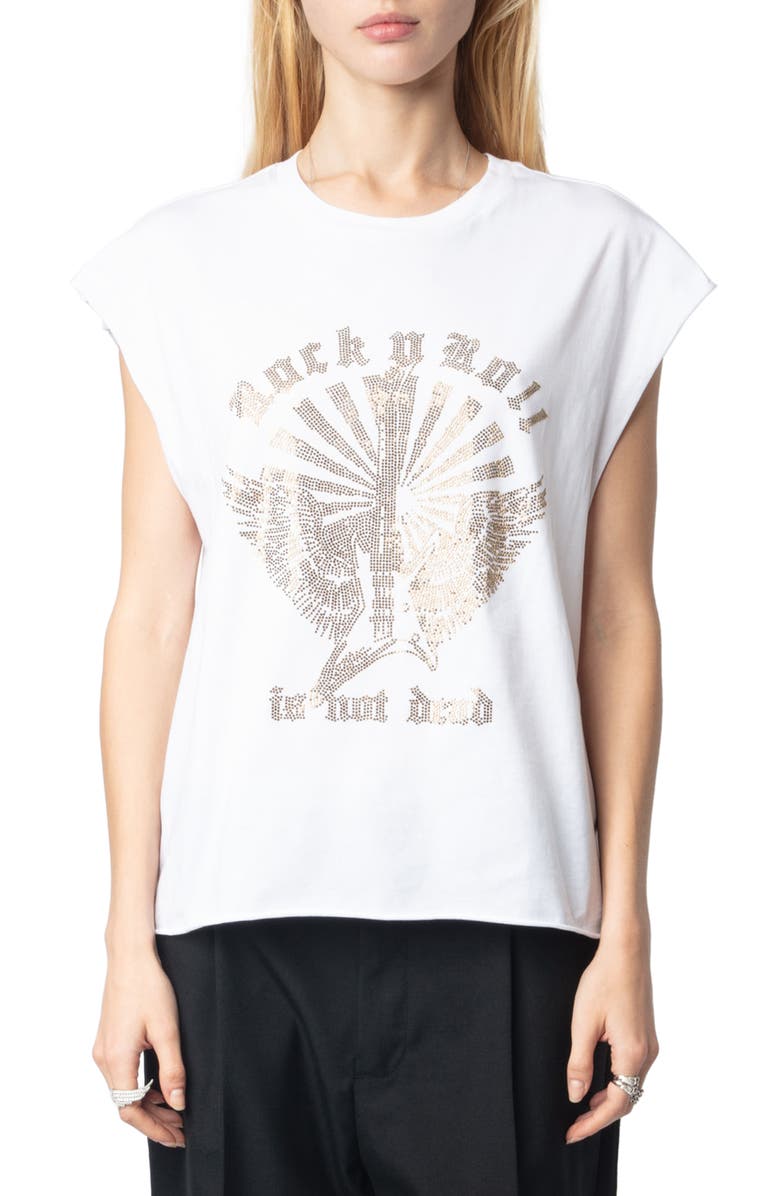 Zadig & Voltaire Cloe Rhinestone Embellished Guitar Wings T-Shirt, Main, color, 
