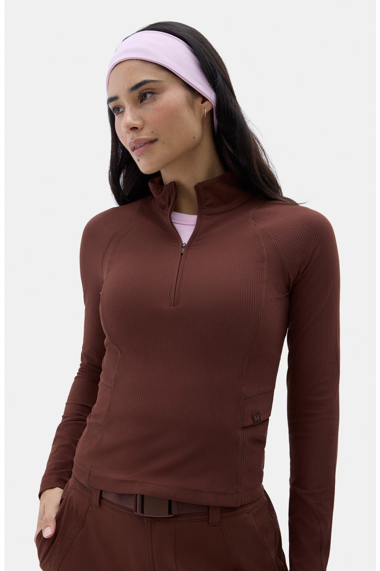 Julie Quarter Zip Top, Alternate, color, BRUNETTE/ JAVA