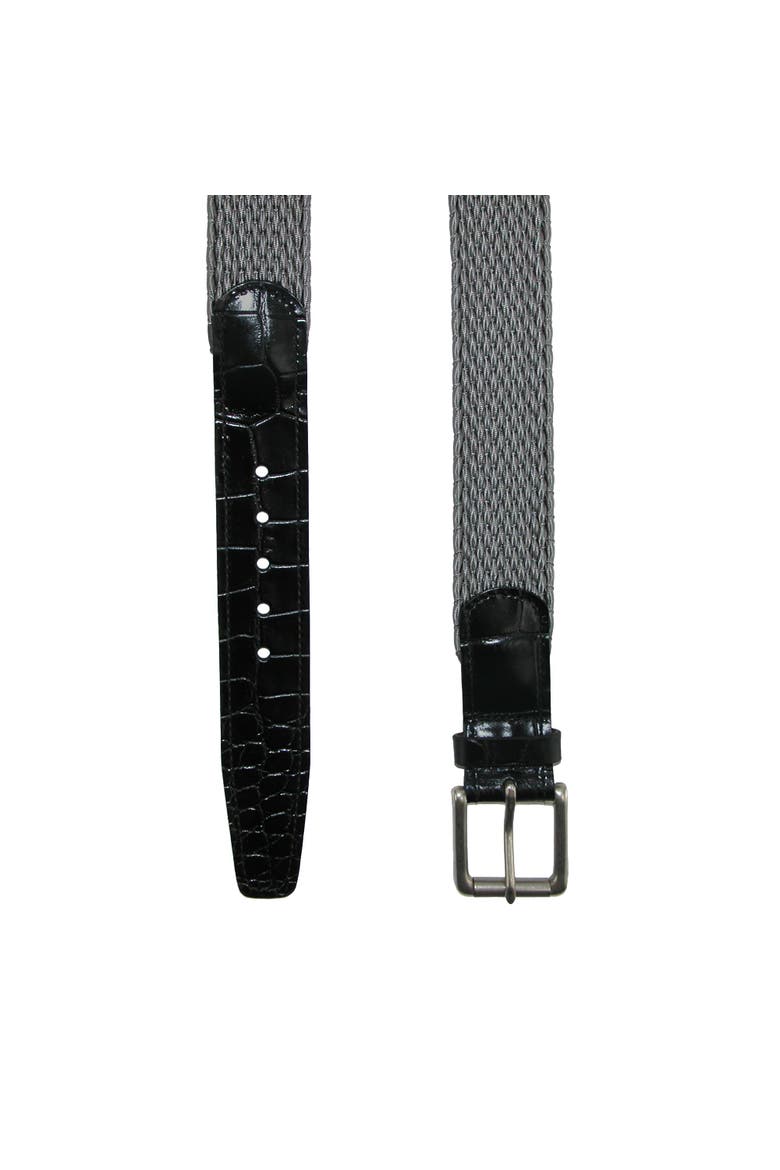 Men's Hampton Stretch Belt with Croc Print Tabs, Alternate, color, Grey