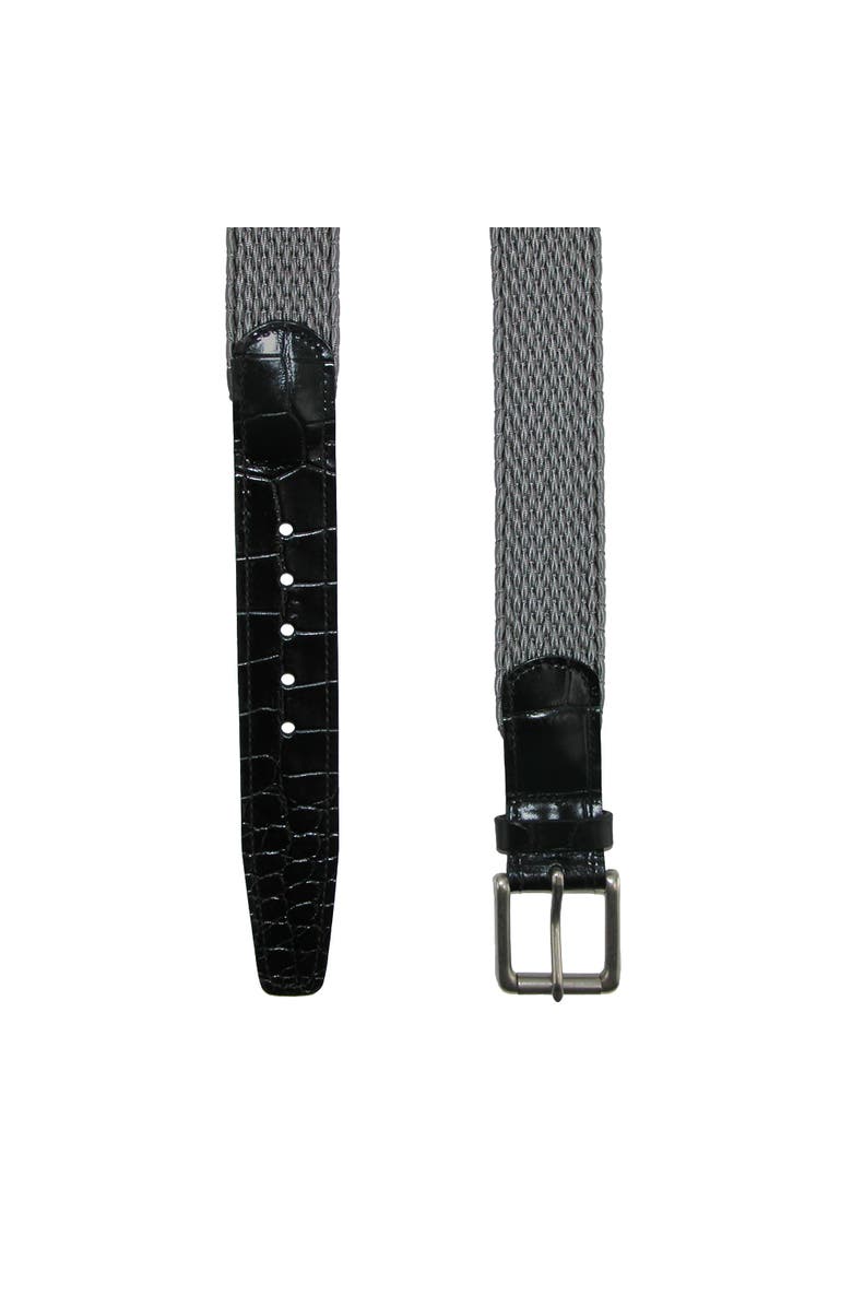 CrookhornDavis Men's Hampton Stretch Belt with Croc Print Tabs, Alternate, color, Grey