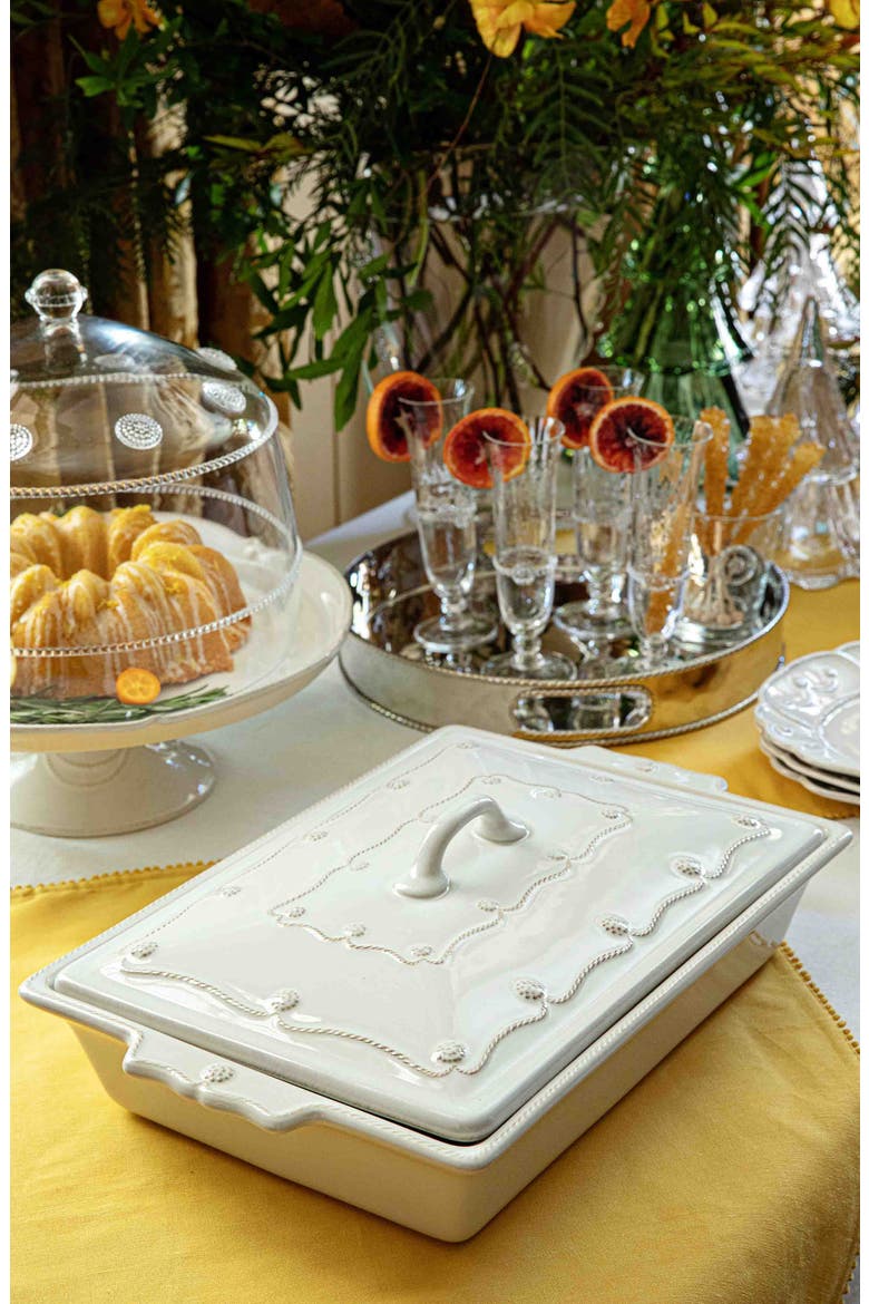 Berry & Thread 13-Inch Rectangular Ceramic Baking Dish with Lid, Alternate, color, WHITEWASH