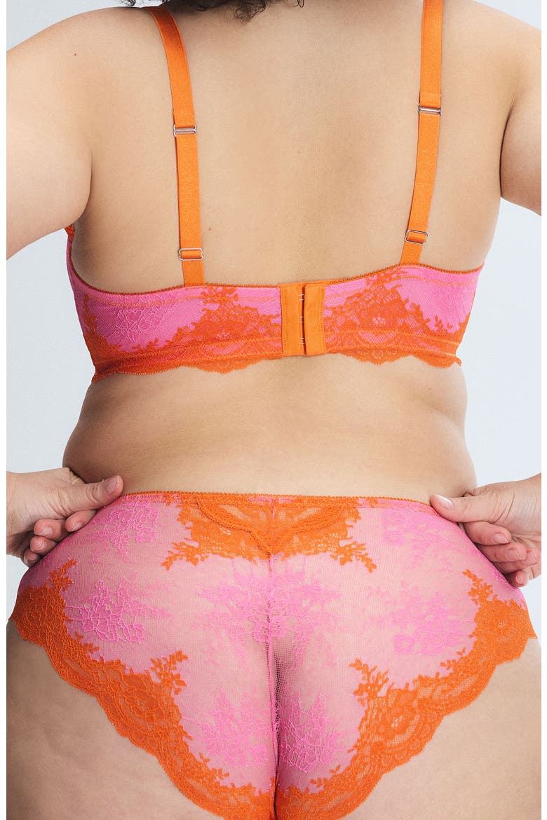 Lacestruck Hipster Briefs, Alternate, color, ROSE DAY PINK/ SOL ORANGE