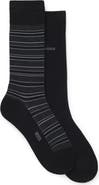 BOSS Assorted 2-Pack Solid & Stripe Cotton Blend Dress Socks