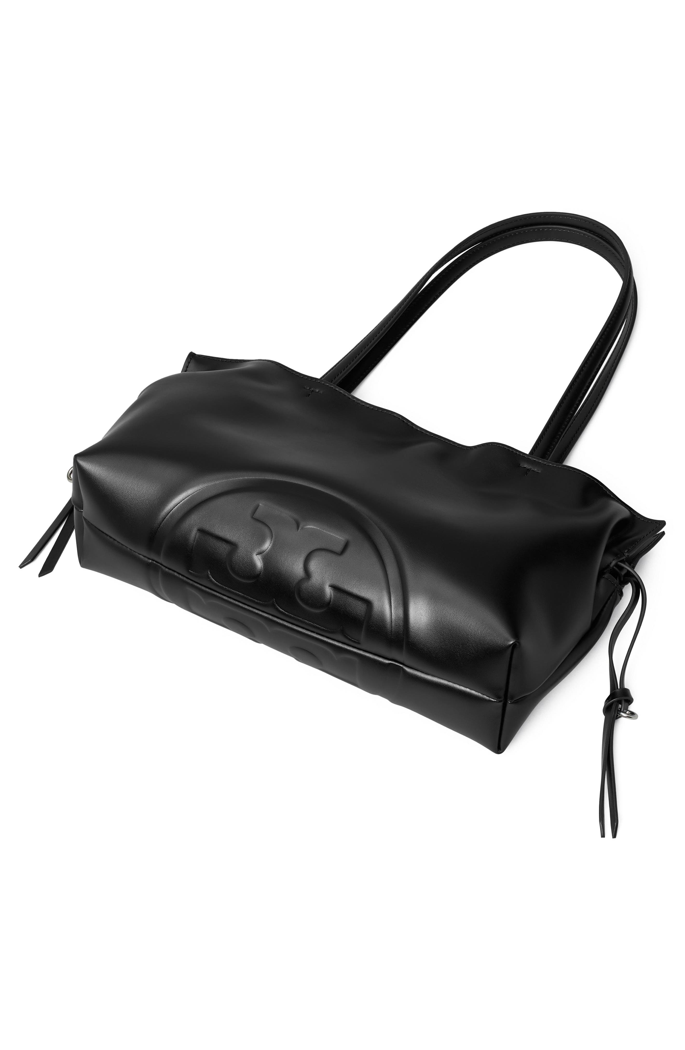 Tory Burch Ella Small Recycled Nylon Drawstring Bag, Alternate, color, Black