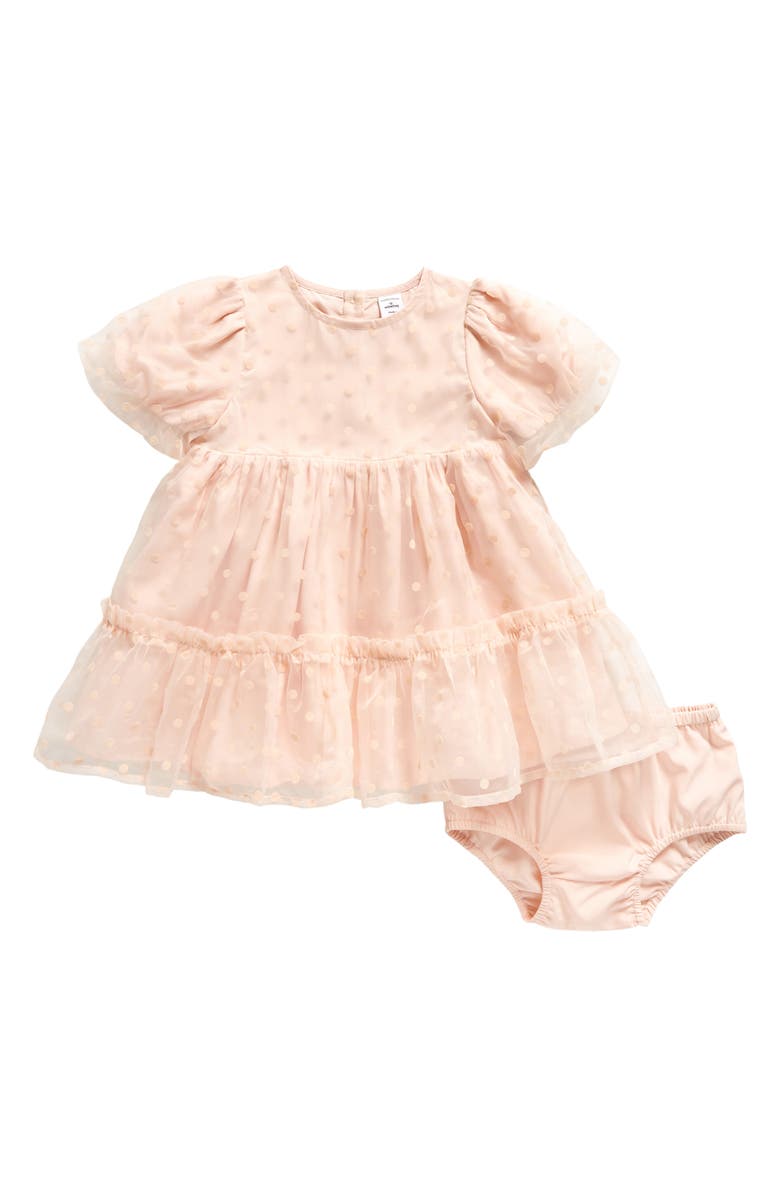 Nordstrom Polka Dot Puff Sleeve Tiered Party Dress & Bloomers Set, Main, color, 