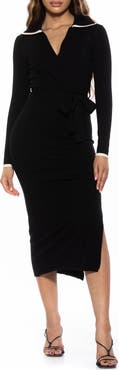 Alexia Admor Tatiana Johnny Collar Knit Midi Dress