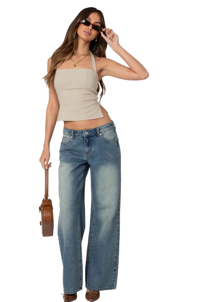 EDIKTED Dara Halter Top, Alternate, color, Beige