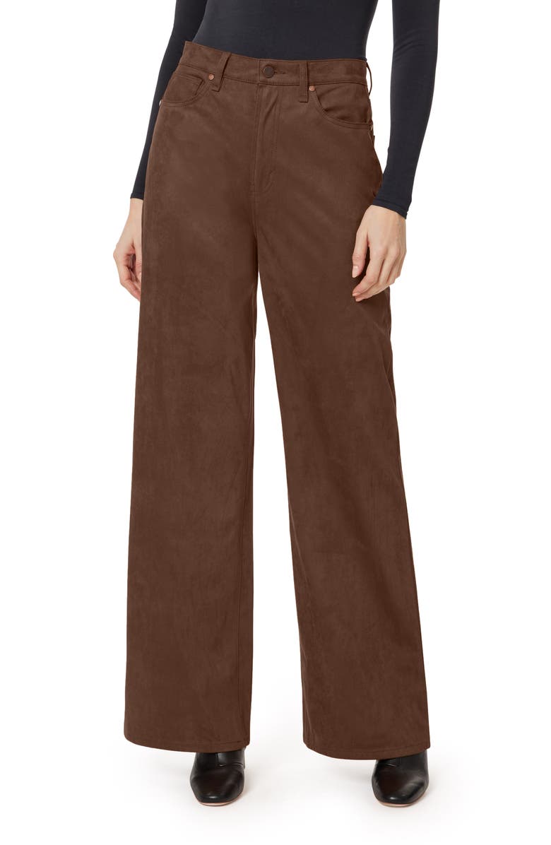 Habitual Wide Leg Suede Pants, Main, color, Downtown Brown