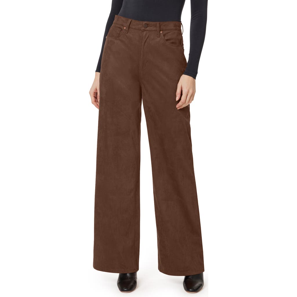 Habitual Wide Leg Suede Pants In Brown