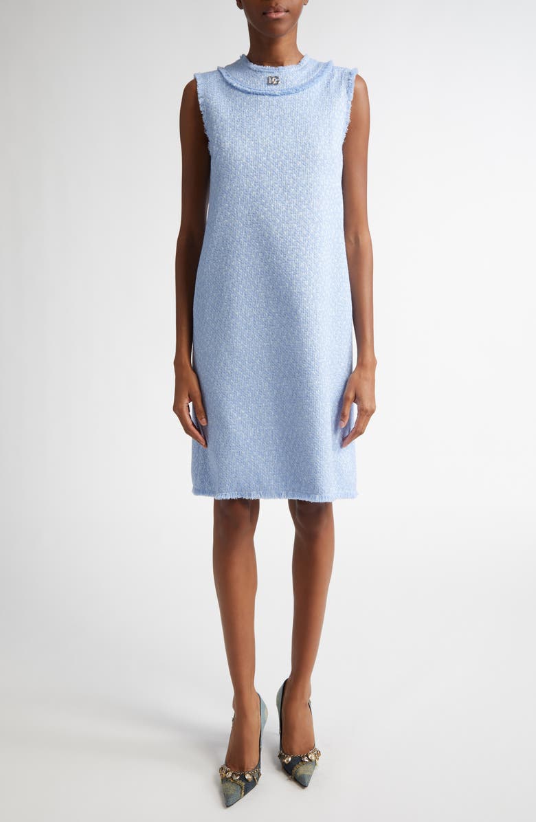 Dolce&Gabbana Rachel Tweed Shift Dress, Main, color, F3981 Glicine Viola Chiari