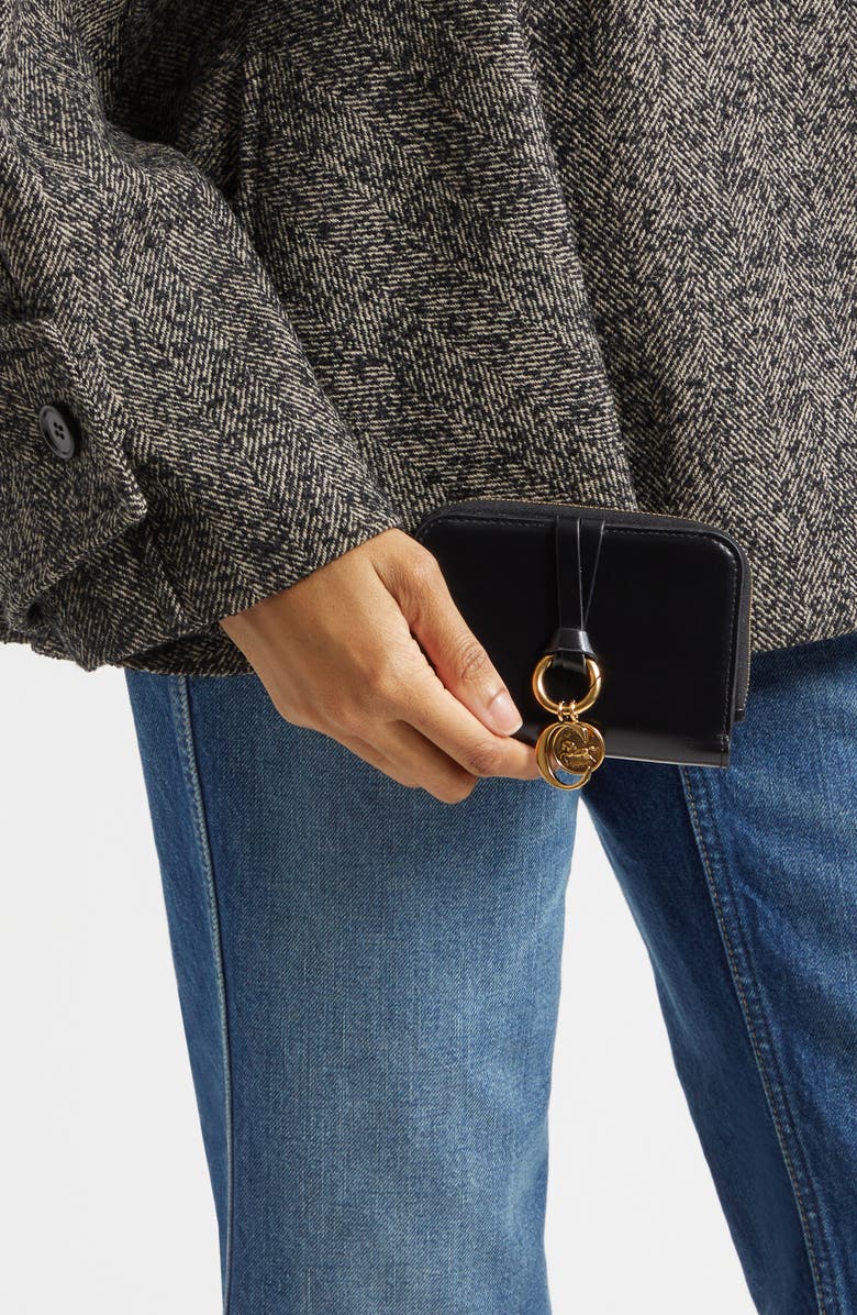 Chloé Alphabet Shiny Bifold Wallet, Alternate, color, Black