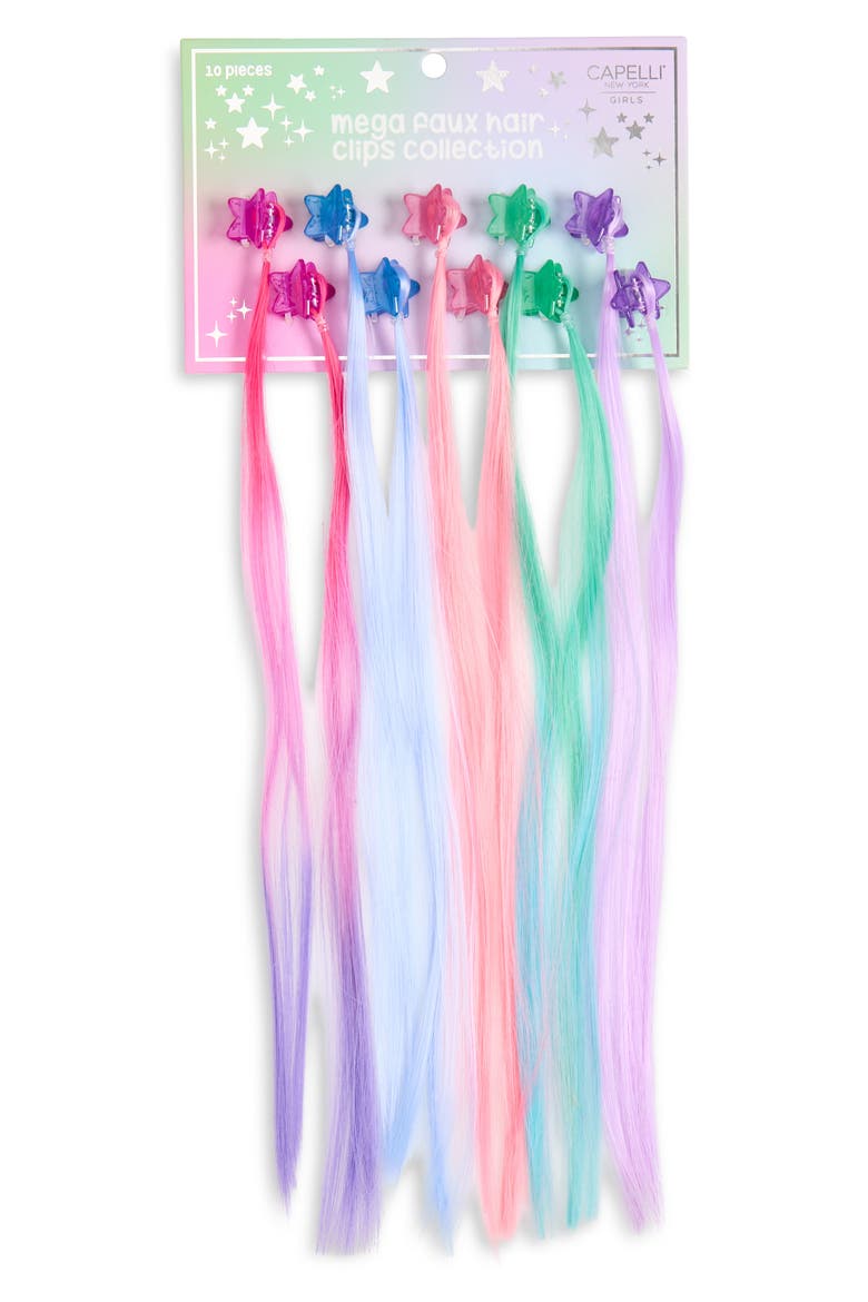 Kids' 10-Pack Assorted Ombré Faux Hair Clips, Main, color, BLUE MULTI COMBO