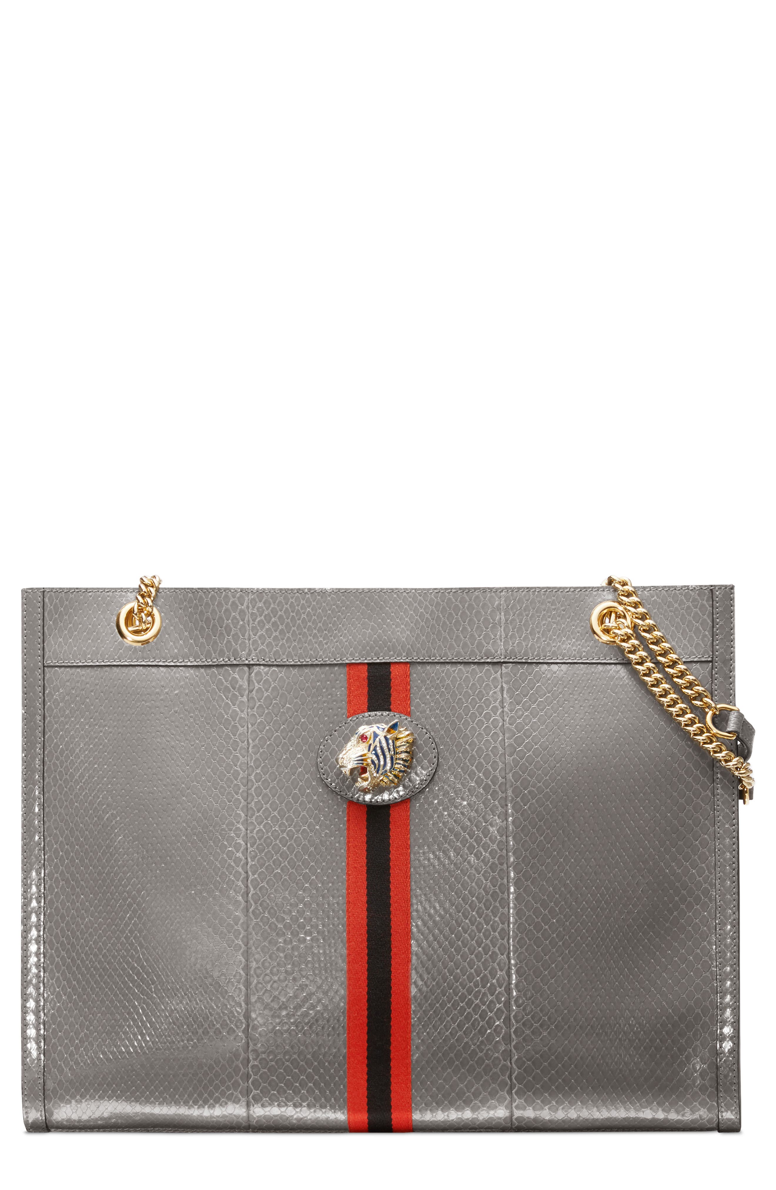 Gucci Large Genuine Python Tote, Main, color, 