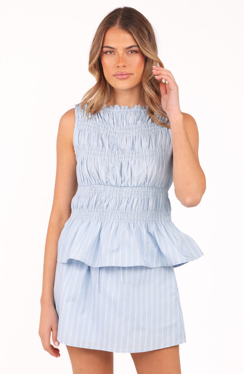 Petal & Pup Daisy Sleeveless Shirred Top & Skirt Set, Alternate, color, Blue White Stripe