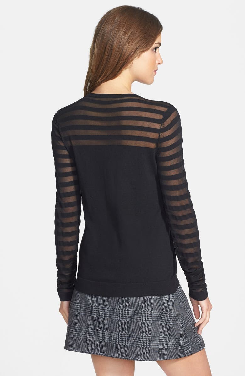 Vince Camuto Sheer Stripe Cotton Blend Sweater, Alternate, color, 