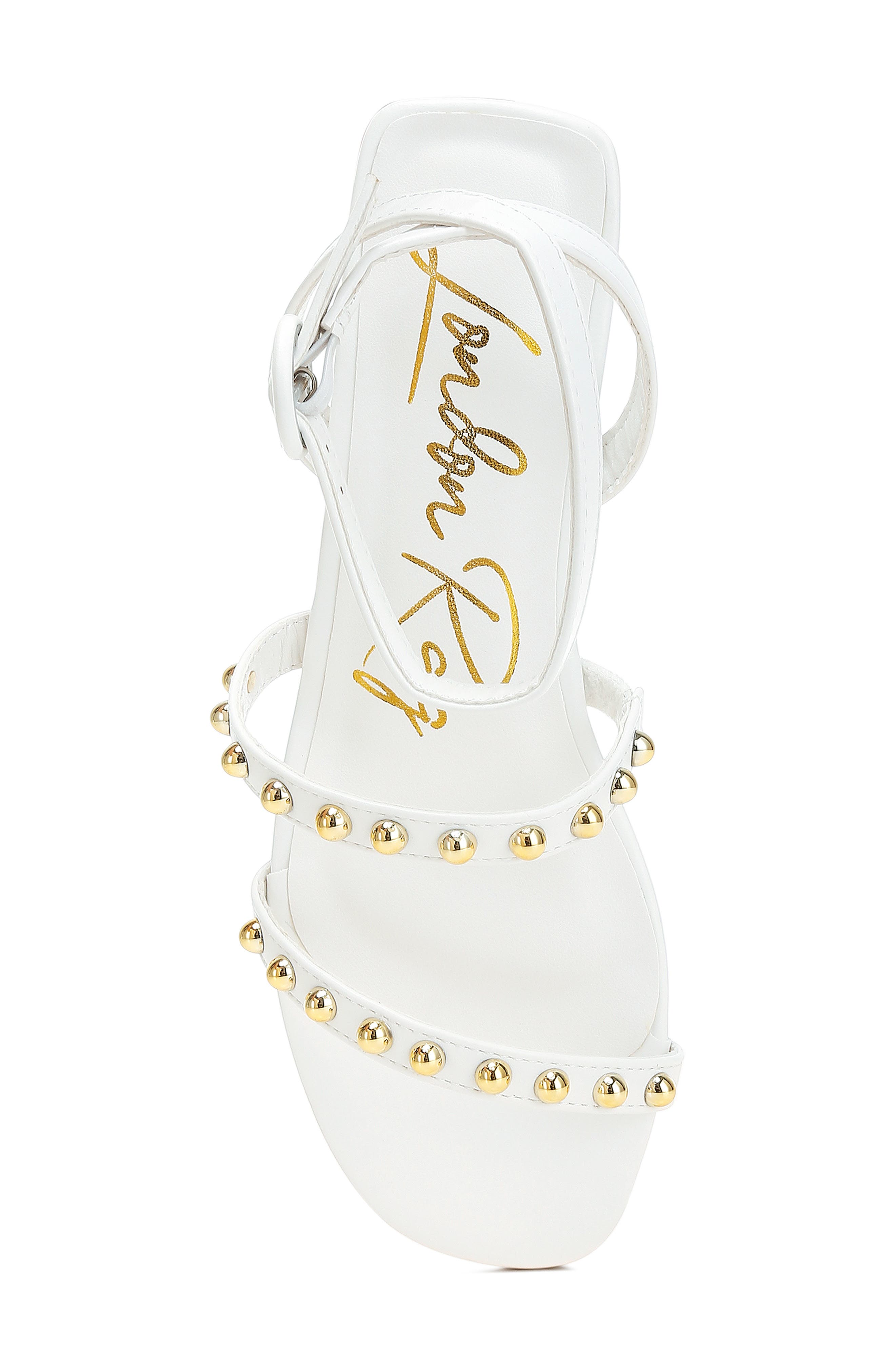 LONDON RAG Flippity Studded Ankle Strap Sandal, Alternate, color, Off White