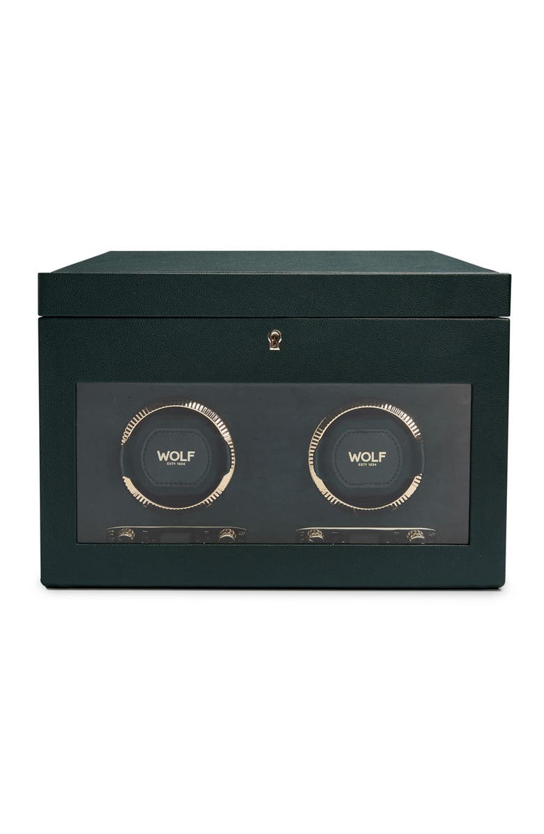 WOLF British Racing Double Watch Winder with Storage, Main, color, Green