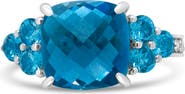 Haus of Brilliance 18K Gold Topaz & 1/6 Cttw Diamond 3 Stone Style Ring - .5