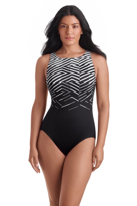 Binded Highneck Tank Chlorine Resistant One-Piece Swimsuit