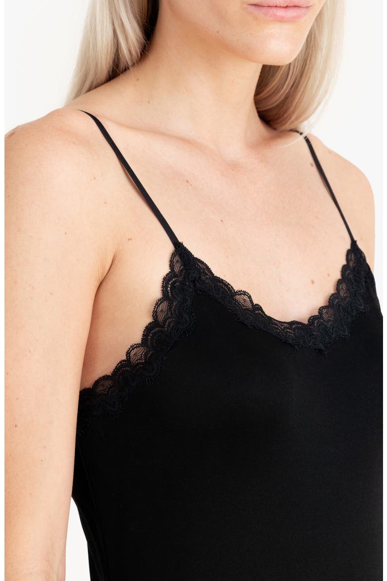 Lace Trim Nylon & Silk Slip, Alternate, color, TAP SHOE BLACK