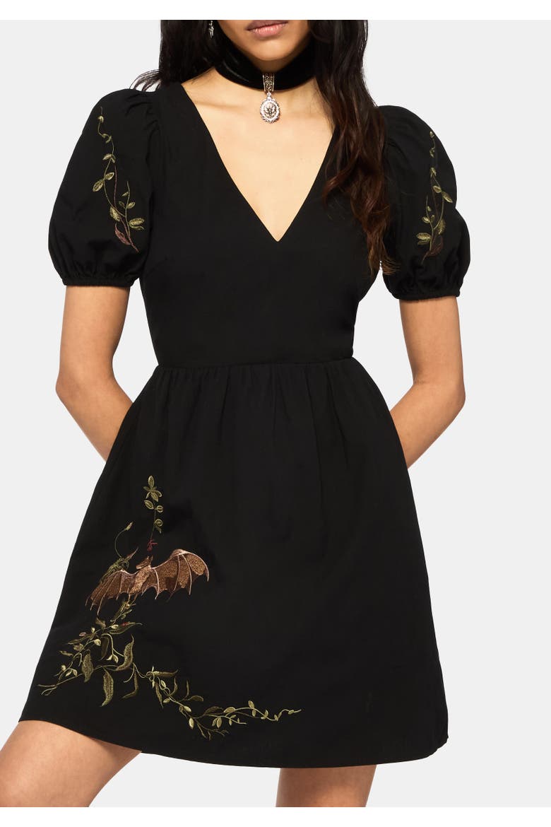 Orena Bat Mini Dress, Alternate, color, Black