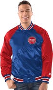 STARTER Men's Starter  Blue/Red Detroit Pistons Inductee Raglan Full-Snap Varsity Jacket
