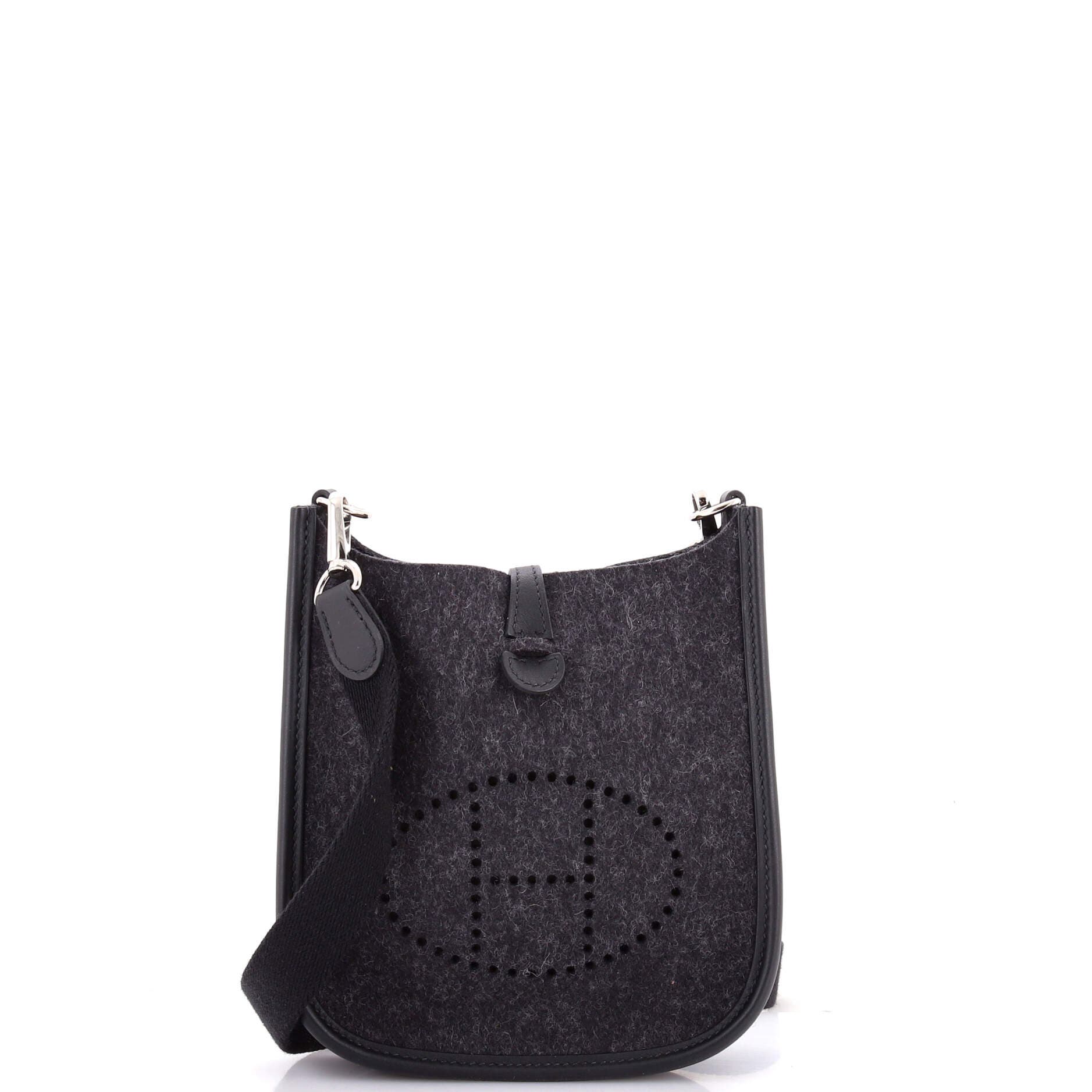 Pre-Owned Hermes Evelyne Bag Gen III Felt TPM, Main, color, Noir
