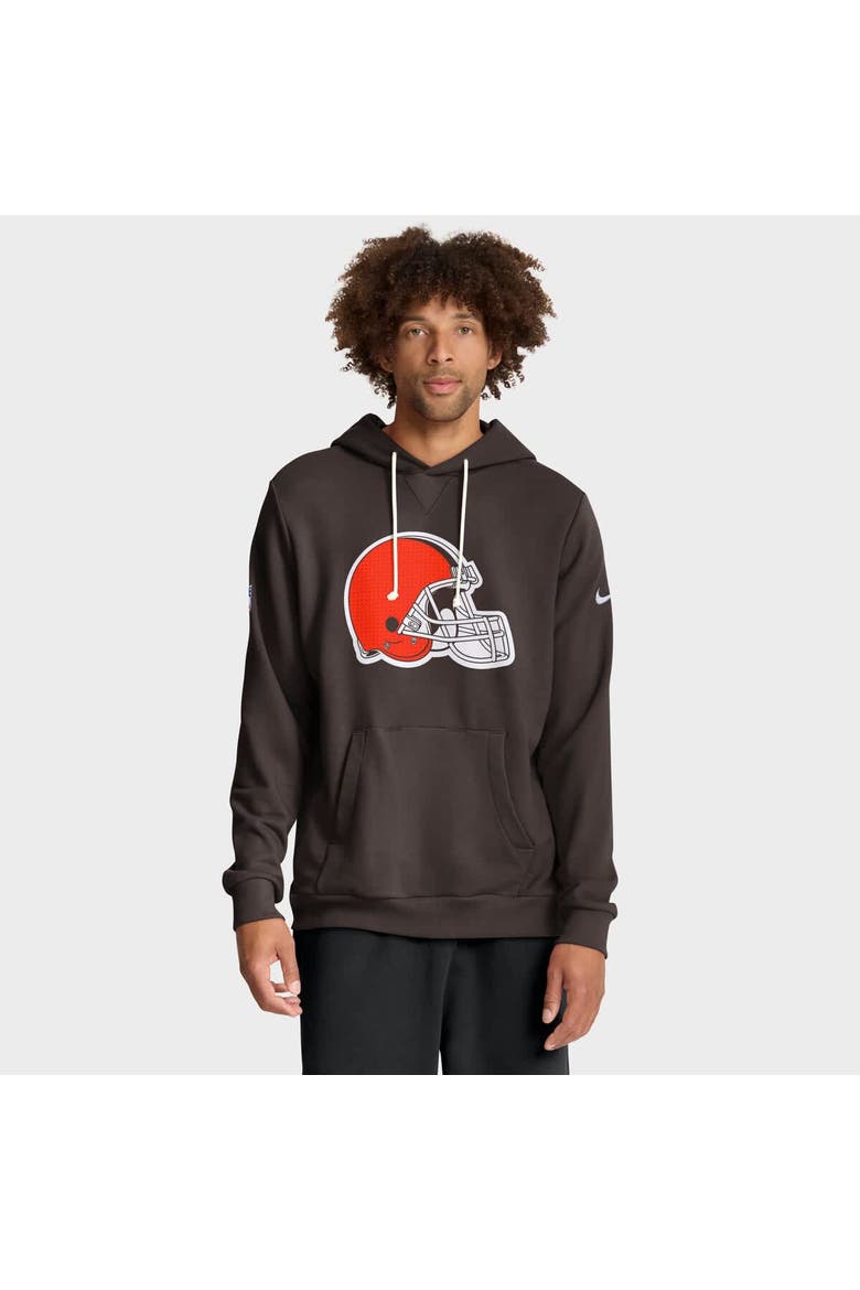 Men's Nike Brown Cleveland Browns Sideline Standard Issue Initial Home Dri-FIT Hoodie, Main, color, Brown
