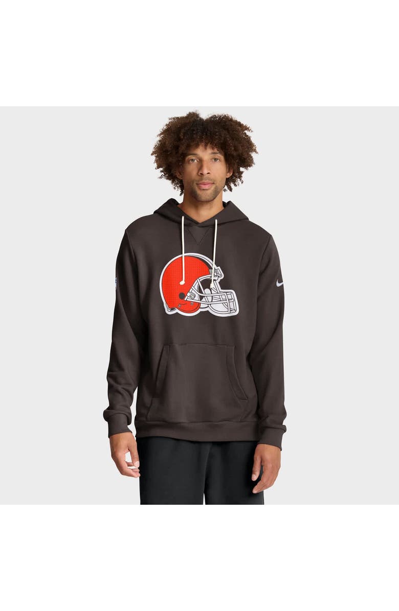 Nike Men's Nike Brown Cleveland Browns Sideline Standard Issue Initial Home Dri-FIT Hoodie, Main, color, Brown