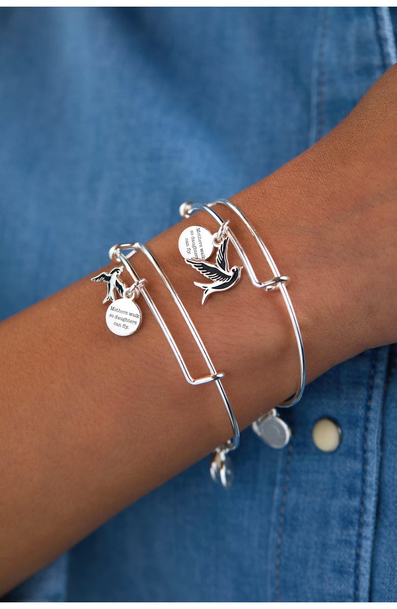 Alex and Ani Mother & Daughter Sparrow Bangle Set of 2, Alternate, color, Silver
