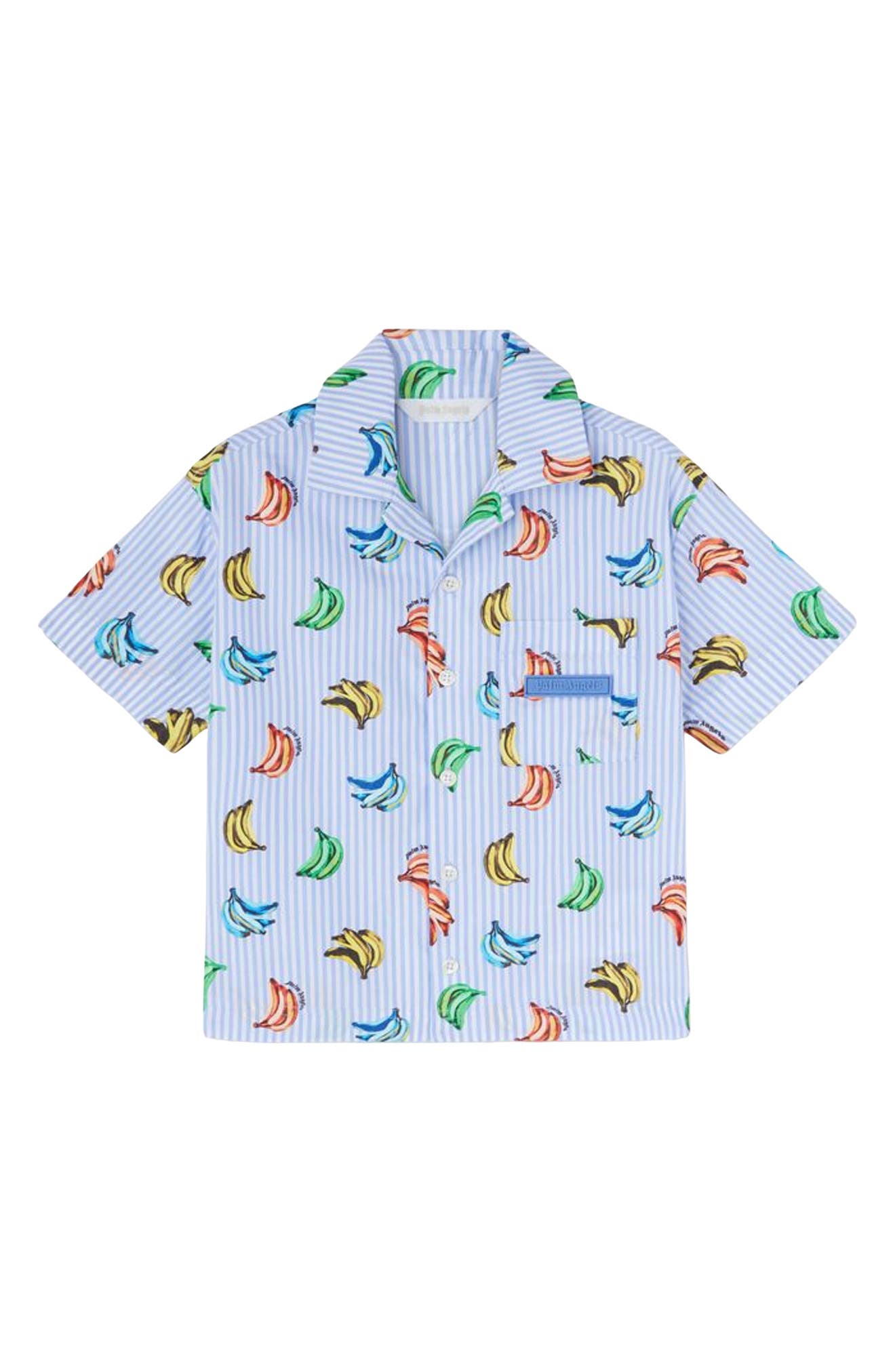 Kids' Banana Print Cotton Camp Shirt