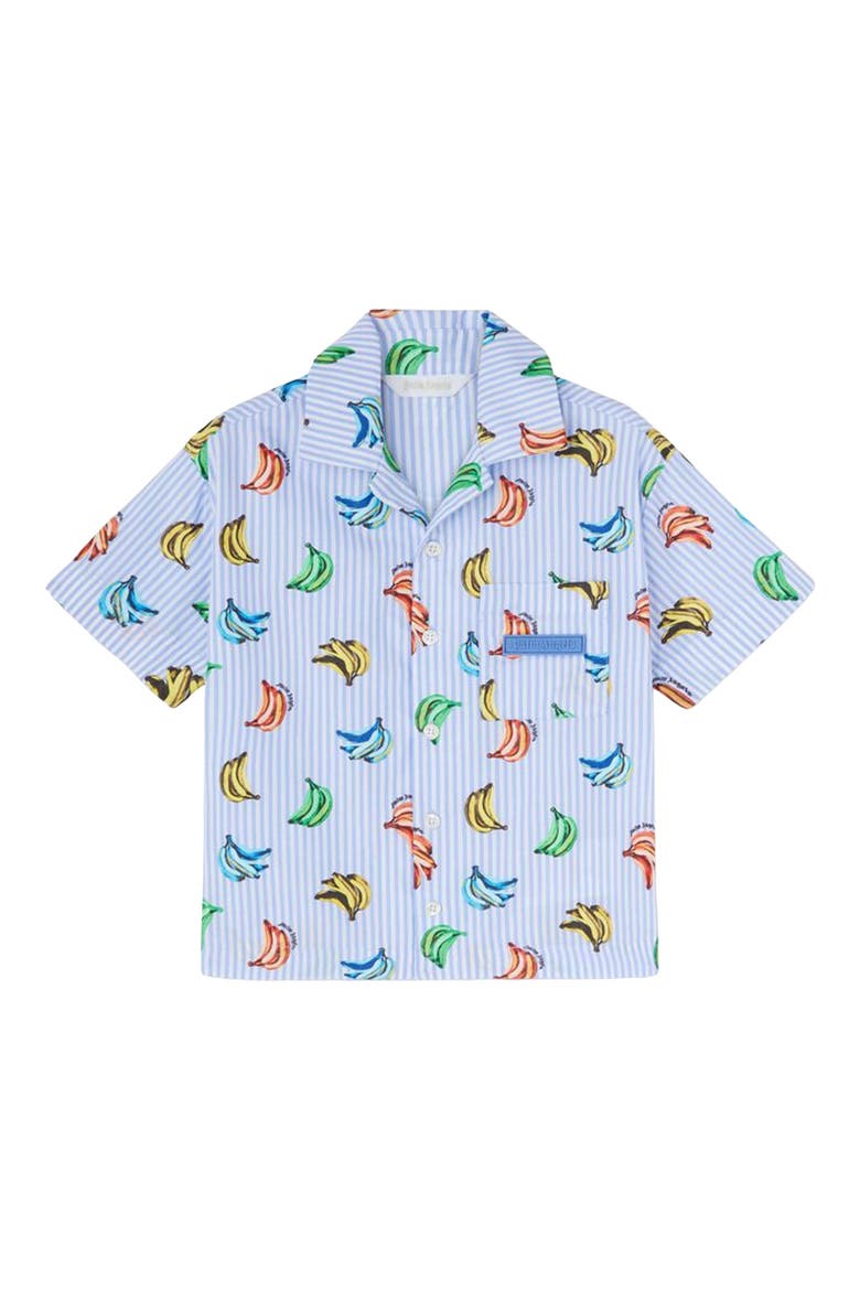 Kids' Banana Print Cotton Camp Shirt, Main, color, SKY BLUE - DUSTY BLUE