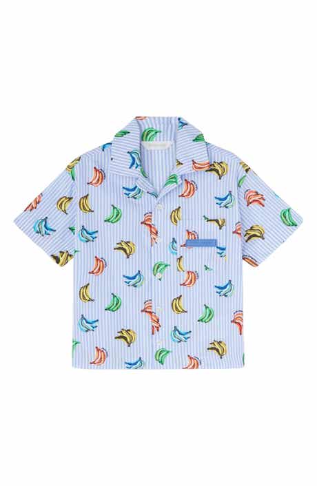 Kids' Banana Print Cotton Camp Shirt